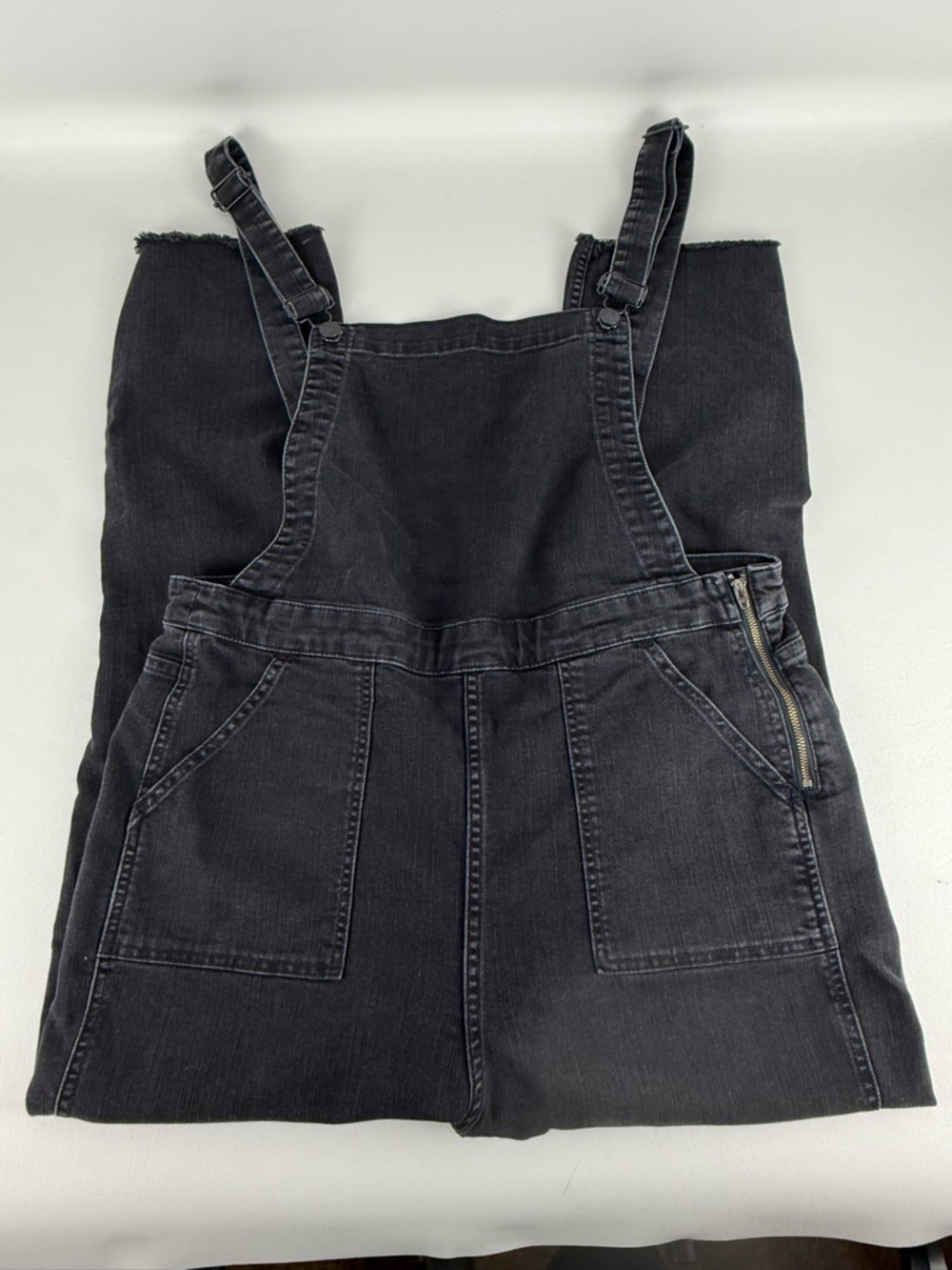 Madewell Black Denim Raw Hem Overalls - Picture 2 of 6